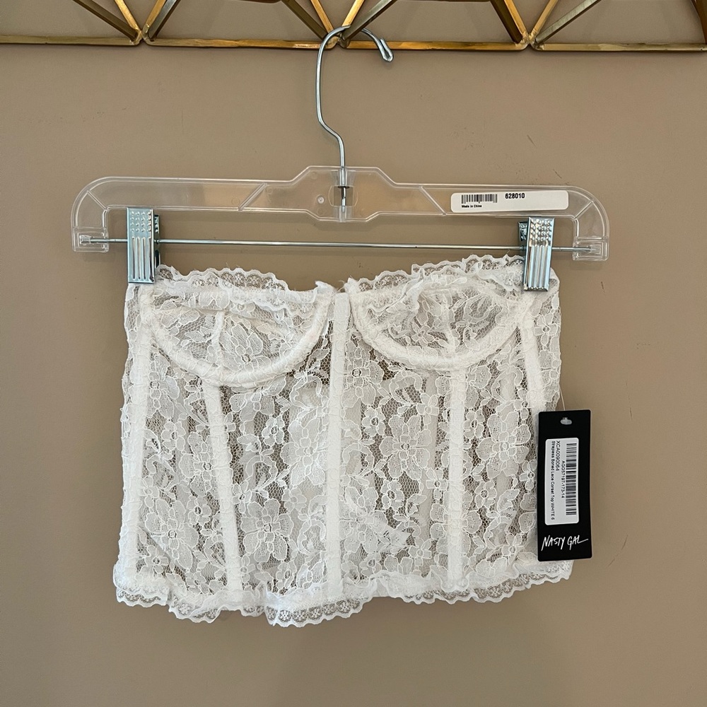 NEW WITH TAGS nasty gal white lace corset top size 2